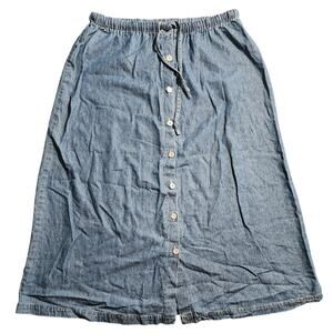 Sag Harbor Sport Petites Button Down Midi Vintage Jean Drawstring Waist Skirt L